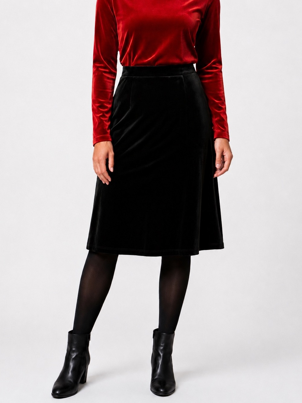 Vintage R&K Evening Black Velvet A-Line Skirt Petite XL NWT Cocktail Holiday
